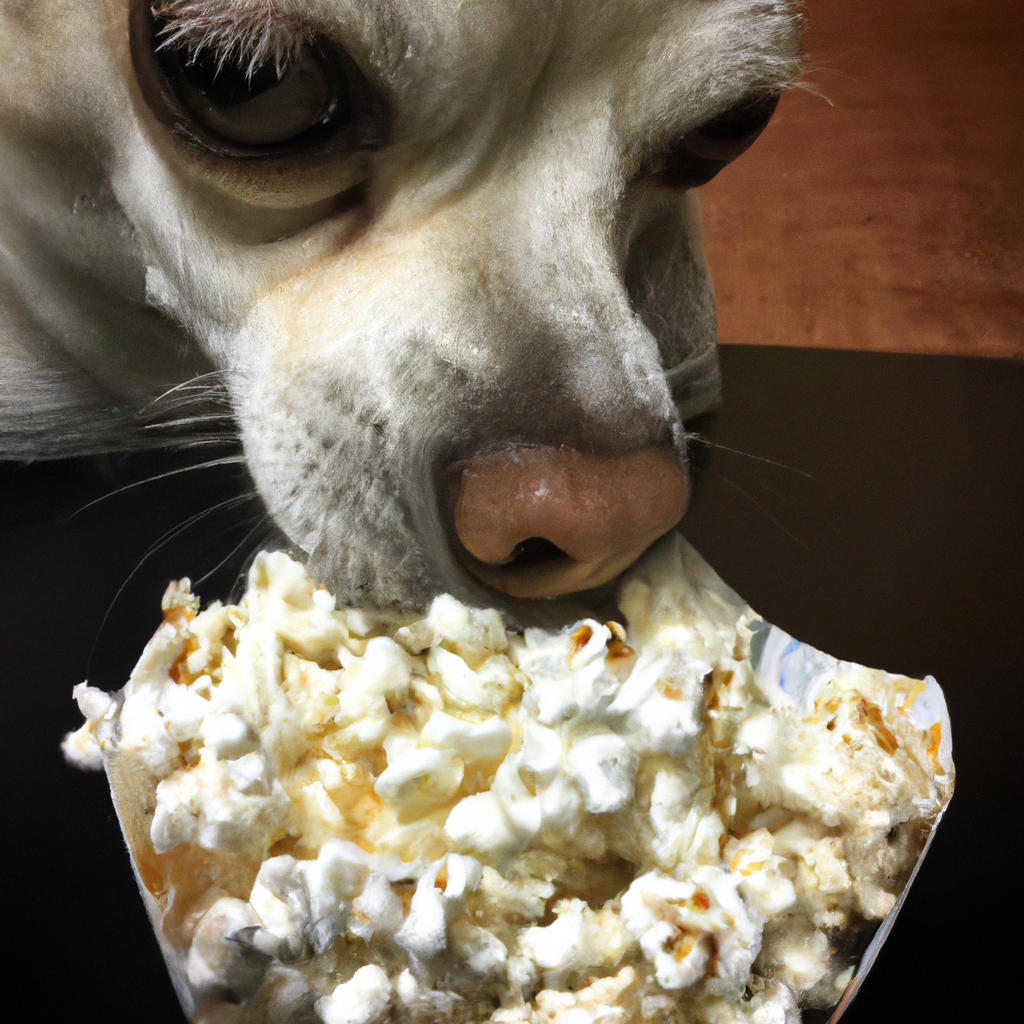 dog enjoying popcorns